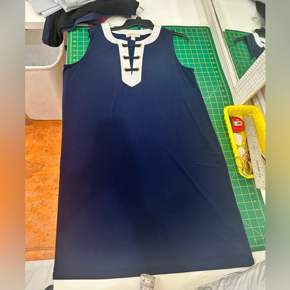 Michael Kors Navy and Cream Blouse with Gold Details - Picture 2 of 2